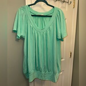 Zenana Buttery-soft Mint Green Short Sleeve Scoop Neck Top